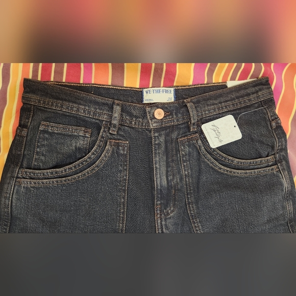 We The Free Piper Mid-Rise Crop Wide-Leg Jeans, Size 28, Dark Blue - Picture 3 of 6
